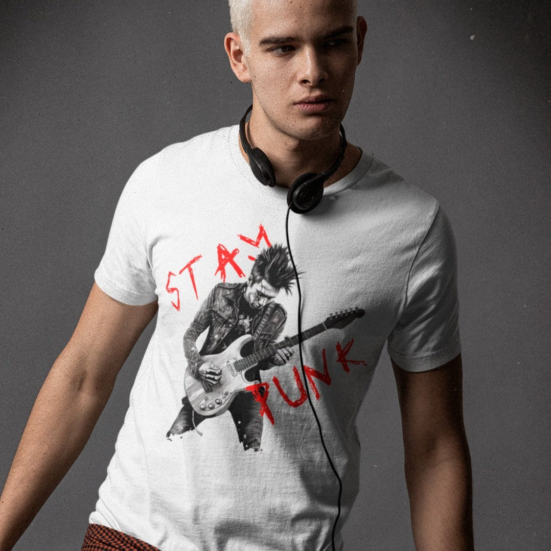 stay-punk-with-punk-rocker-guitarist-white-t-shirt-bella-canvas-tee-mockup-of-a-man-with-dyed-hair-wearing-a-grunge-outfit