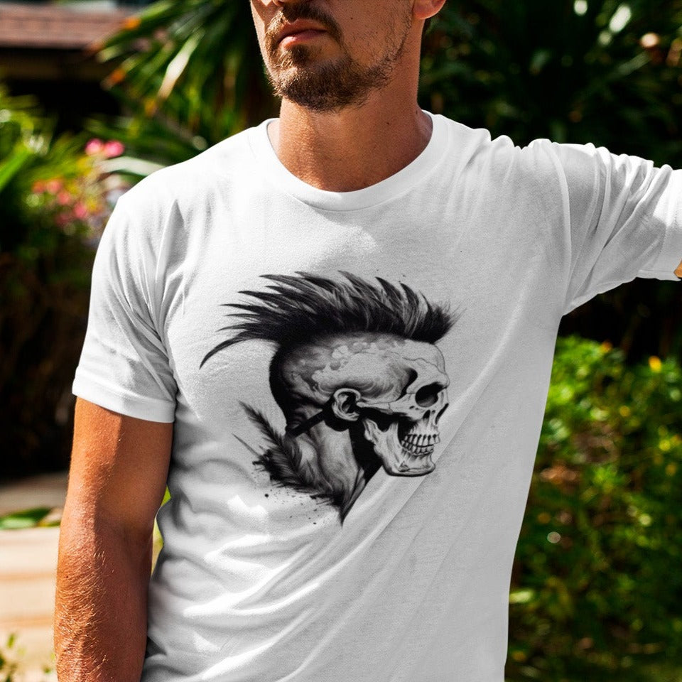 war-hawk-skull-with-feather-mohawk-black-t-shirt--mockup-of-a-bearded-man-leaning-on-a-palm-tree  1920 × 1280px