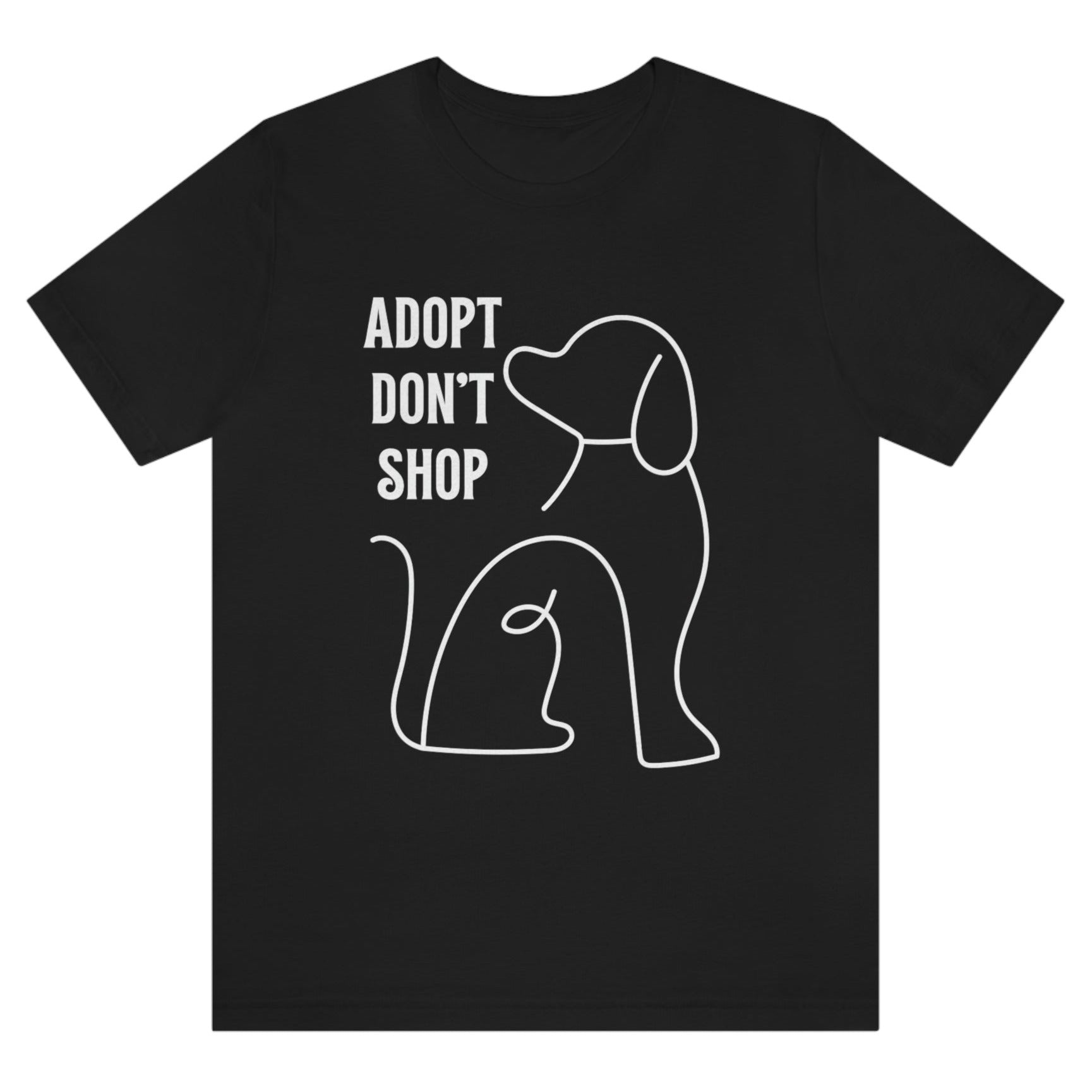 adopt-dont-shop-black-t-shirt-with-dog-graphic-unisex