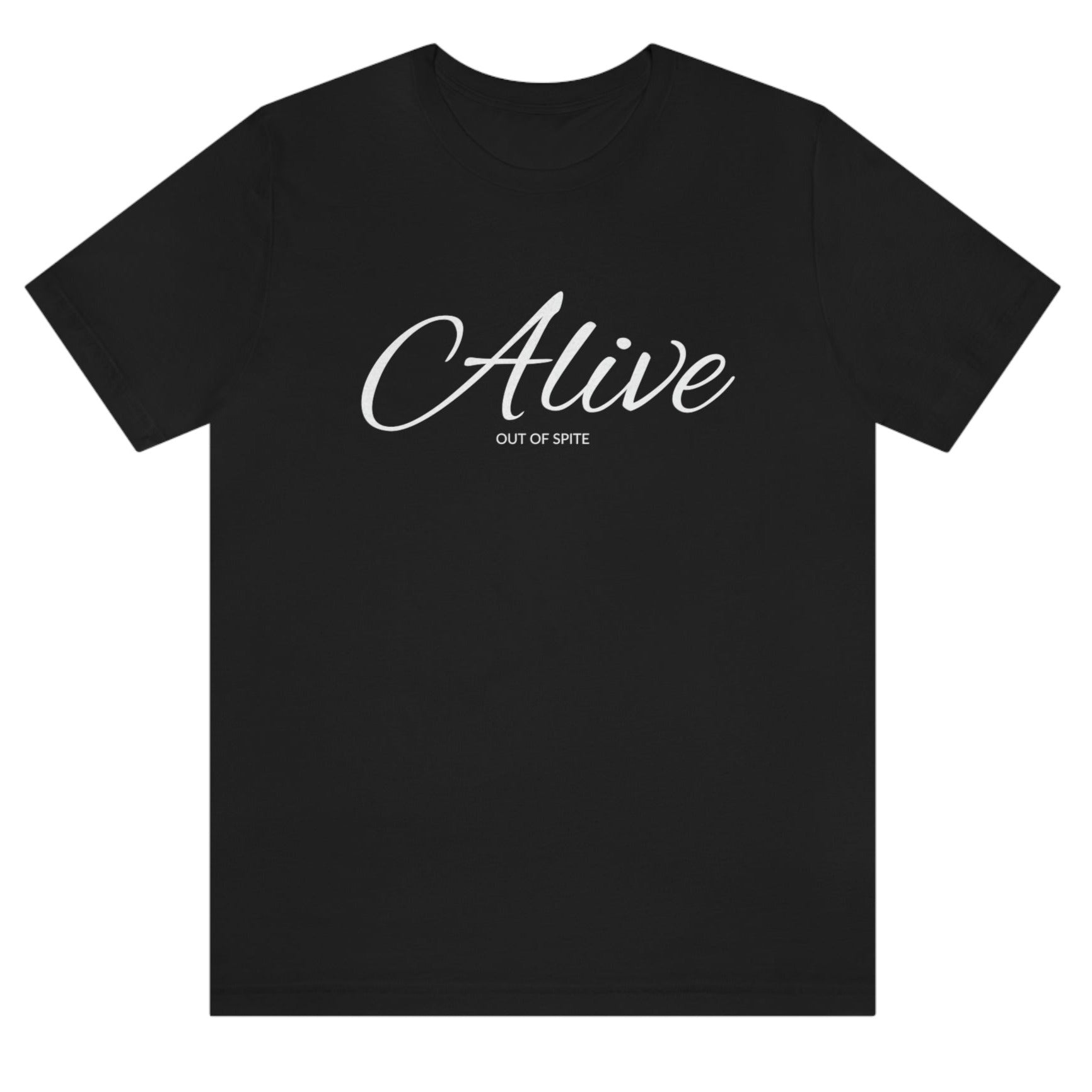 alive-out-of-spite-black-t-shirt-funny