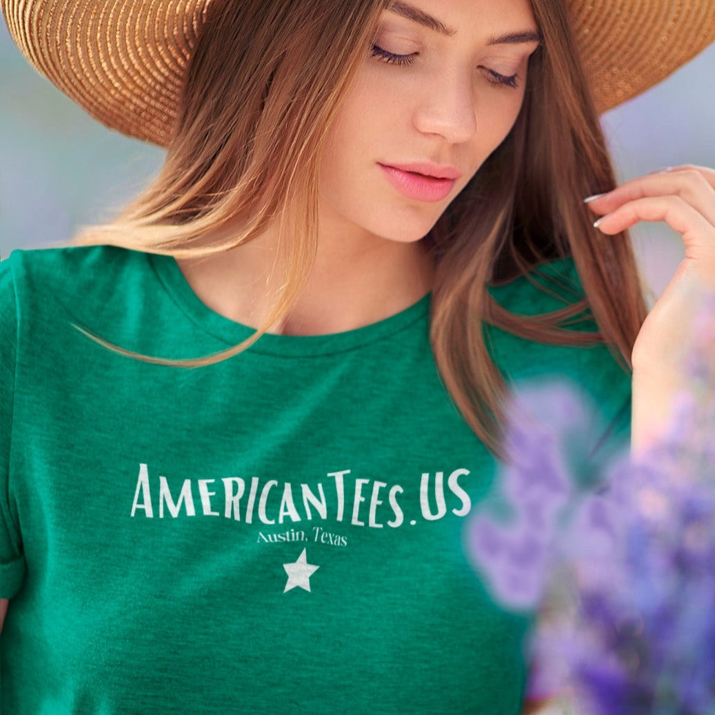 americantees-us-austin-tx-heather-kelly-green-t-shirt-unisex-mockup-featuring-a-woman-at-a-lavender-field