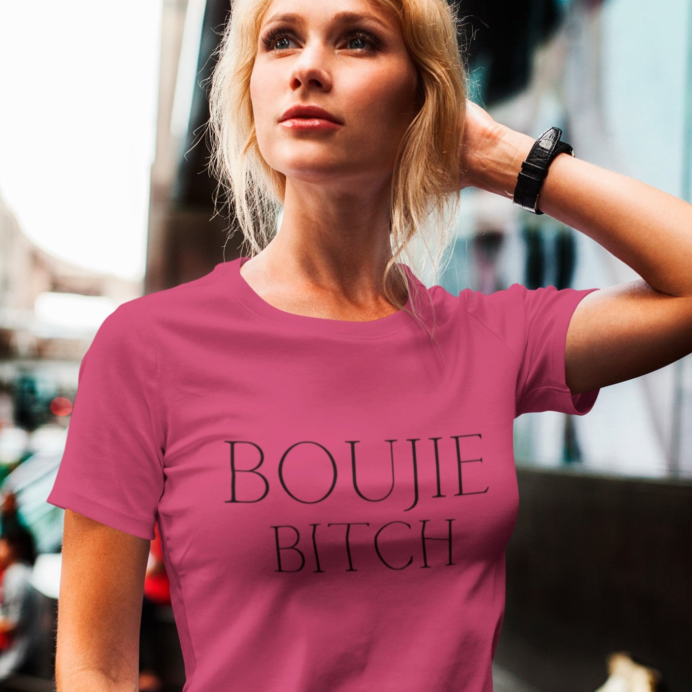 boujie-bitch-bourgeois-berry-t-shirt-womens-mockup-of-a-woman-posing-with-a-t-shirt-in-the