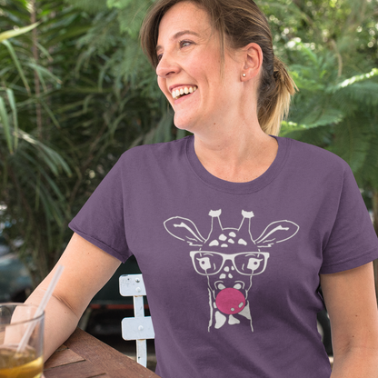 bubblegum-giraffe-team-purple-t-shirt-womens-style-mom-having-a-tea-while-wearing-a-tee
