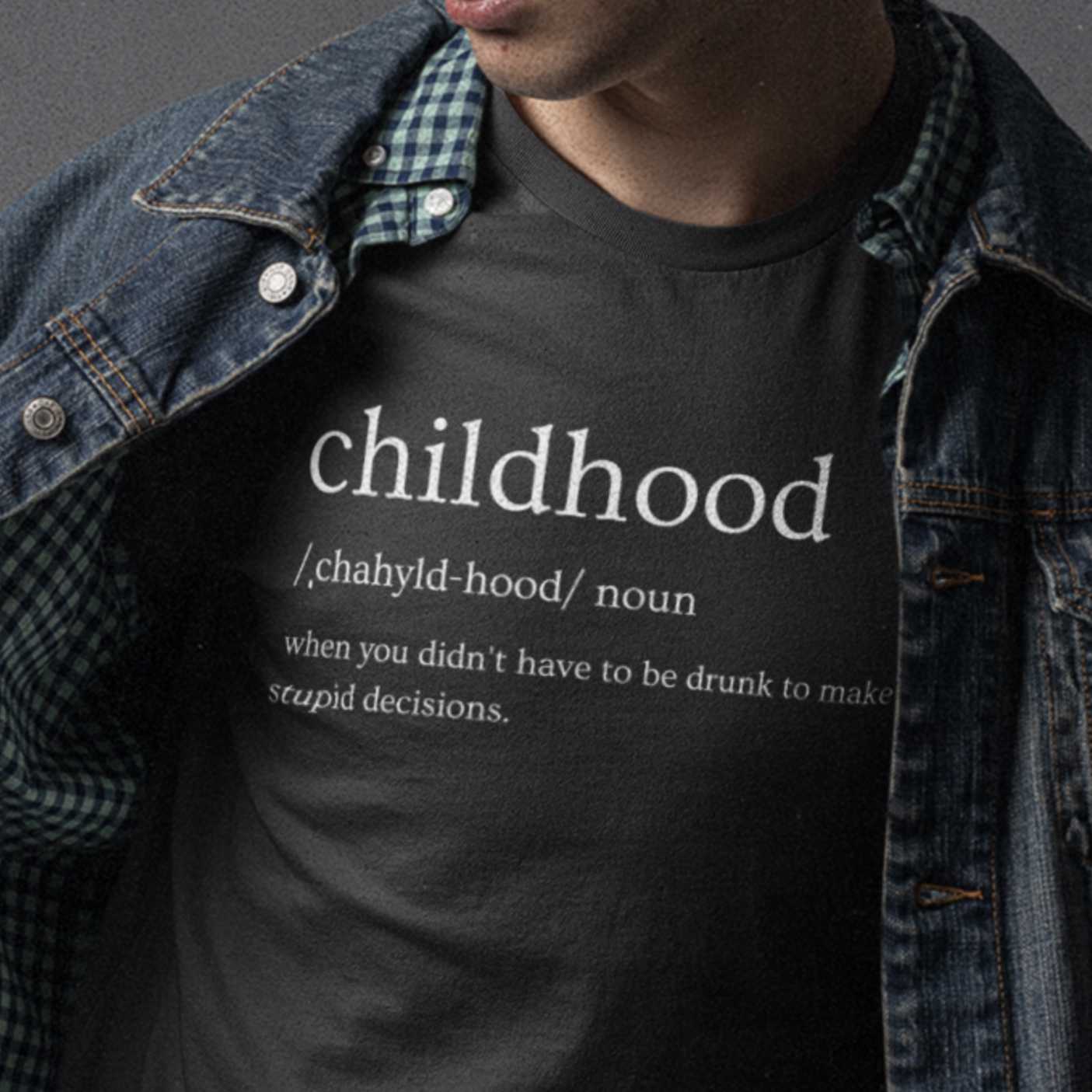 childhood-definition-bella-canvas-t-shirt-on-a-man