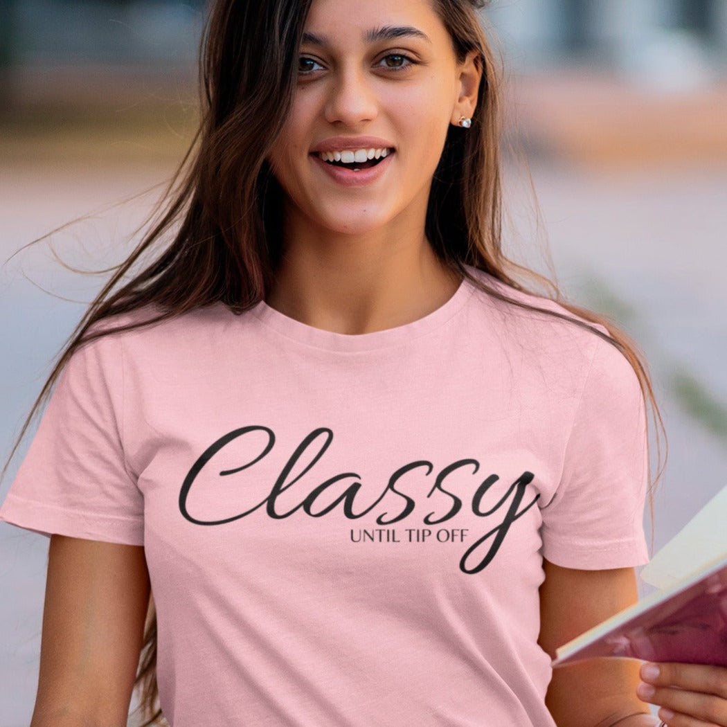 classy-until-tip-off-pink-t-shirt-basketball-womens-mockup-featuring-a-long-haired-female-student
