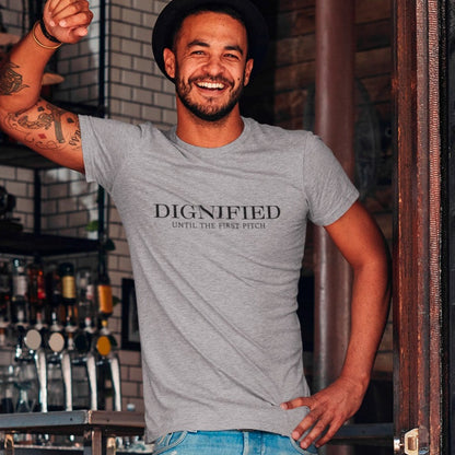 dignified-until-the-firstpitch-athletic-heather-t-shirt-mens-sports-baseball-heathered-tee-mockup-of-a-man-standing-at-a-bar-s-entrance