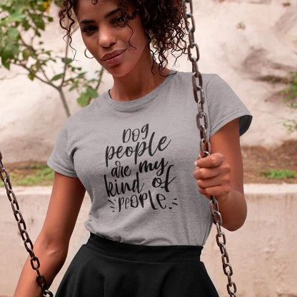 dog-people-are-my-kind-of-people-athletic-heather-grey-t-shirt-animal-lover-mockup-of-a-heathered-t-shirt-of-a-woman-on-a-swing