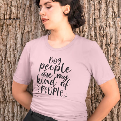 dog-people-are-my-kind-of-people-pink-t-shirt-animal-lover-mockup-of-a-short-haired-woman-standing-against-a-textured-wall
