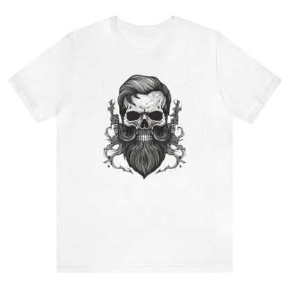 Forever-bearded-skull-with-moustache-and-beard-white-t-shirt-
