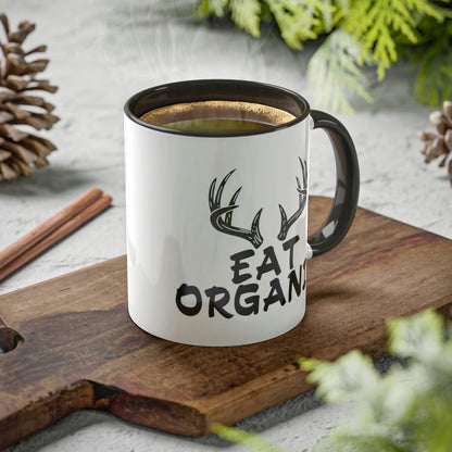 eat-organic-glossy-mug-11-oz-with-deer-horns-on-a-cutting-board-hunting