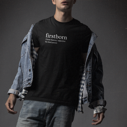 firstborn-the-third-parent-black-t-shirt-mockup-of-a-man-wearing-a-grunge-style-outfit-with-a-bella-canvas-3001-tee