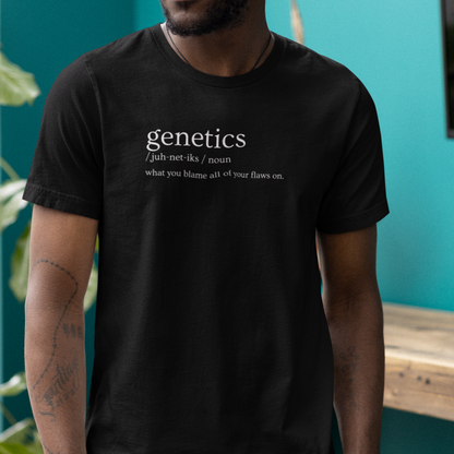 genetics-what-you-blame-all-of-your-flaws-on-black-t-shirt-mockup-of-a-bearded-man-wearing-a-bella-canvas-rounded-neck-tee