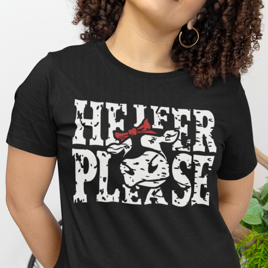 heifer-please-black-t-shirt-mockup-of-a-curly-haired-woman-wearing-a-bella-canvas-crewneck-tee