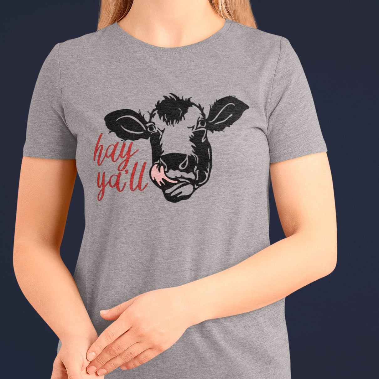 hey-yall-athletic-heather-grey-t-shirt-cow-womens-mockup-featuring-a-blonde-cropped-face-woman