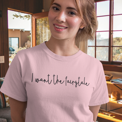 i-want-the-fairytale-pink-t-shirt-mockup-featuring-a-woman-with-a-ponytail