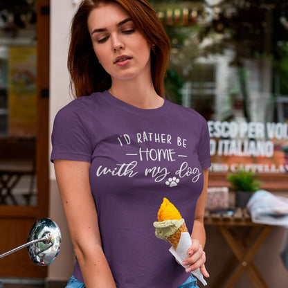 id-rather-be-home-with-my-dog-team-purple-t-shirt-animal-lover-mockup-featuring-a-woman-holding-an-ice-cream-cone
