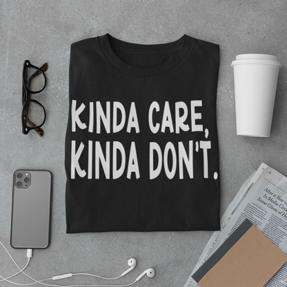 kinda-care-kinda-dont-mockup-of-a-folded-t-shirt-featuring-different-items