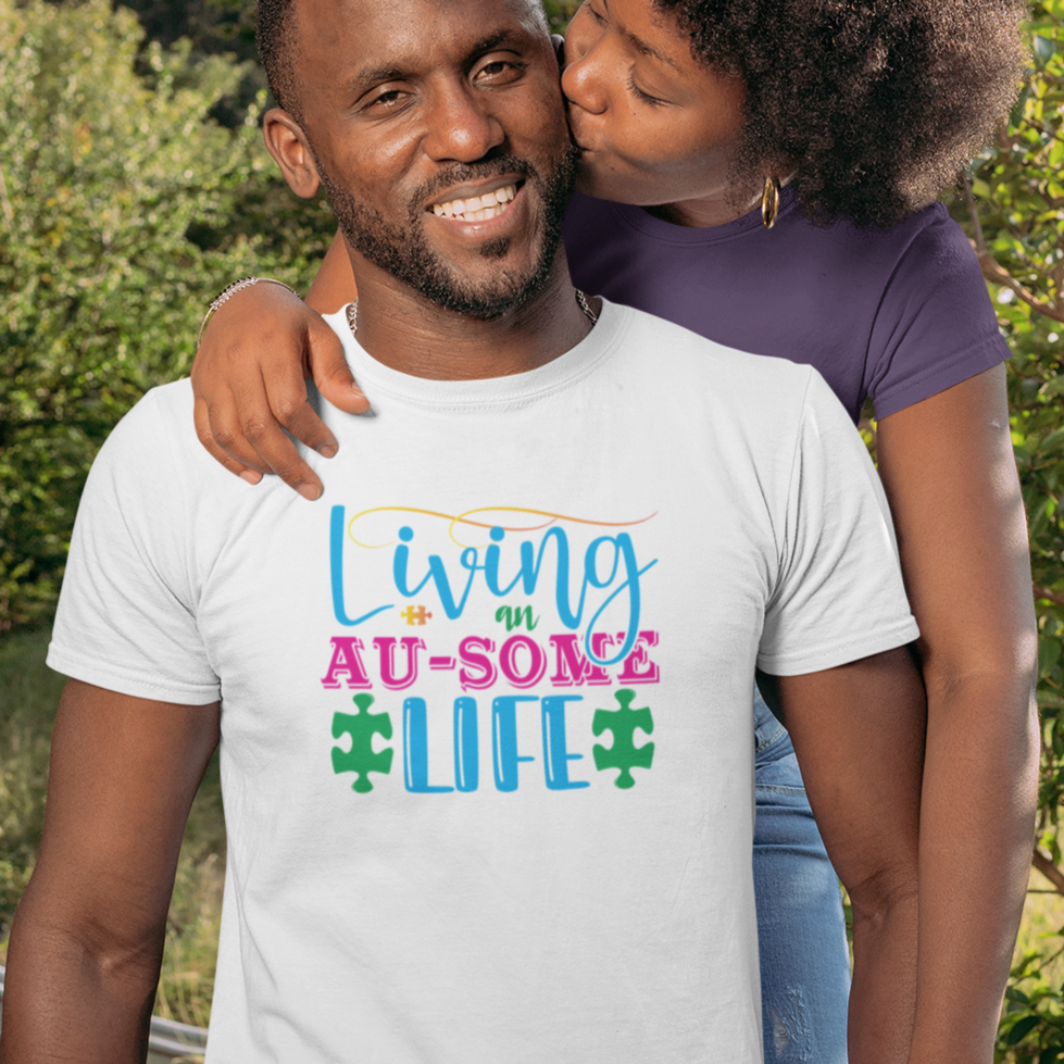 living-an-au-some-life-autism-awareness-month-white-t-shirt-mockup-of-a-woman-kissing-her-boyfriend