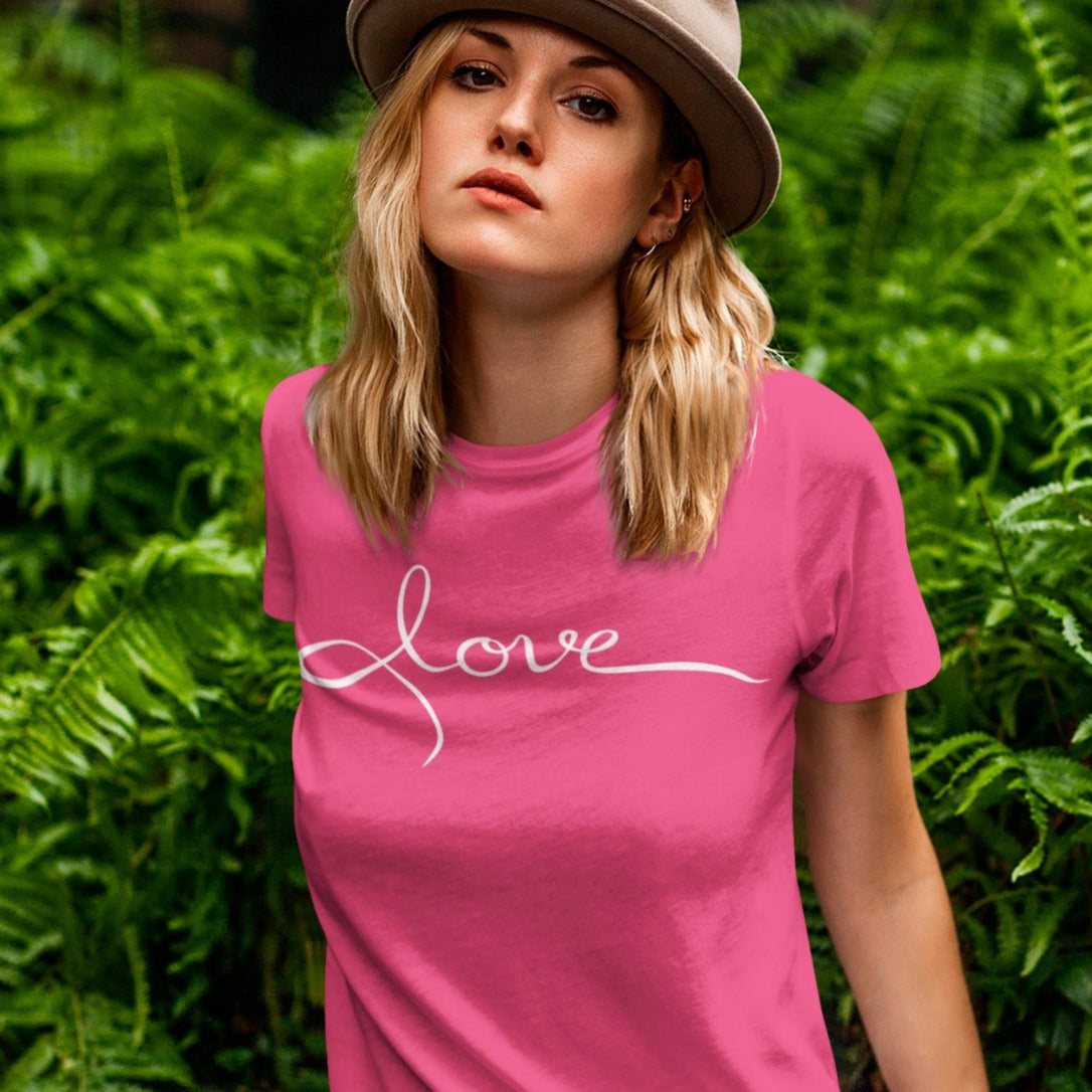 love-berry-t-shirt-womens-mockup-of-a-woman-with-a-basic-tee-posing-by-some-plants