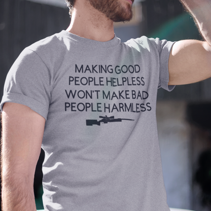 making-good-people-helpless-wont-make-bad-people-harmless-athletic-heather-grey-t-shirt-mockup-of-a-handsome-man-wearing-sunglasses