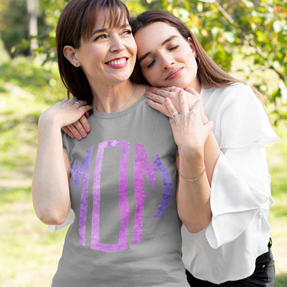 mom-purple-design-athletic-heather-grt-shirt-mockup-of-a-woman-smiling-while-her-daughter-hugs-her
