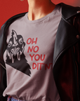 oh-no-you-ditnt-didnt-white-t-shirt-mockup-featuring-a-woman-wearing-a-leather-jacket-and-sunglasses