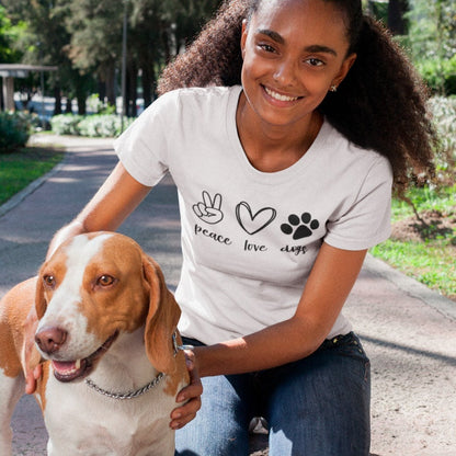 peace-love-dogs-white-t-shirt-woman-with-a-dog-wearing-a-tee-mockup-at-the-park