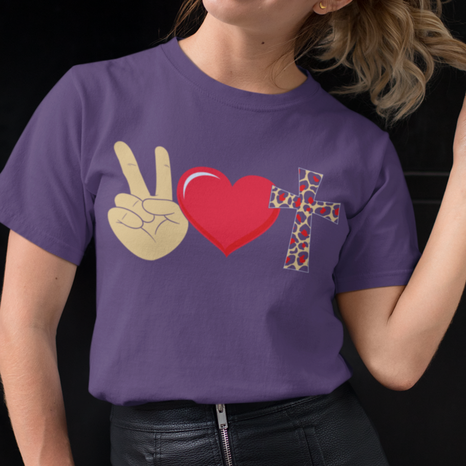 peace-love-jesus-team-purple-t-shirt-religious-inspiring-mockup-of-a-girl-with-a-leather-skirt-playing-with-her-hair