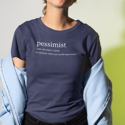 pessimist-an-optimist-with-real-world-experience-navy-t-shirt-mockup-of-a-woman-wearing-a-tee