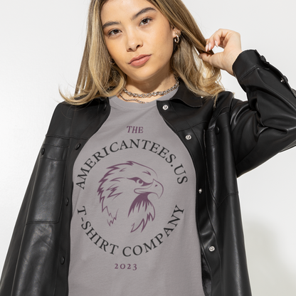 the-americantees-us-t-shirt-company-2023-athletic-heather-grey-tee-mockup-of-a-trendy-woman-posing-in-a-studio