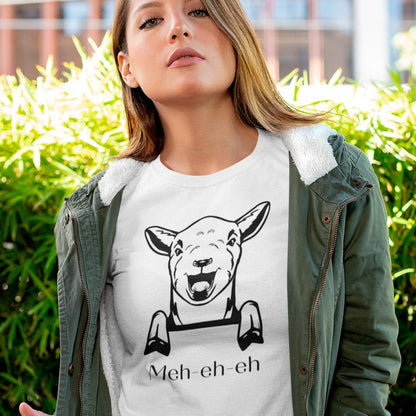 the-meh-eh-eh-sheep-white-t-shirt-womens-mockup-of-a-young-woman-wearing-a-huntress-jacket