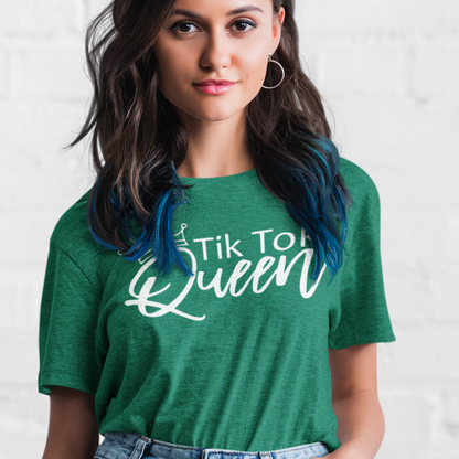 tik-tok-queen-heather-kelly-green-t-shirt-womens-tee-mockup-of-a-woman-with-dyed-hair-posing