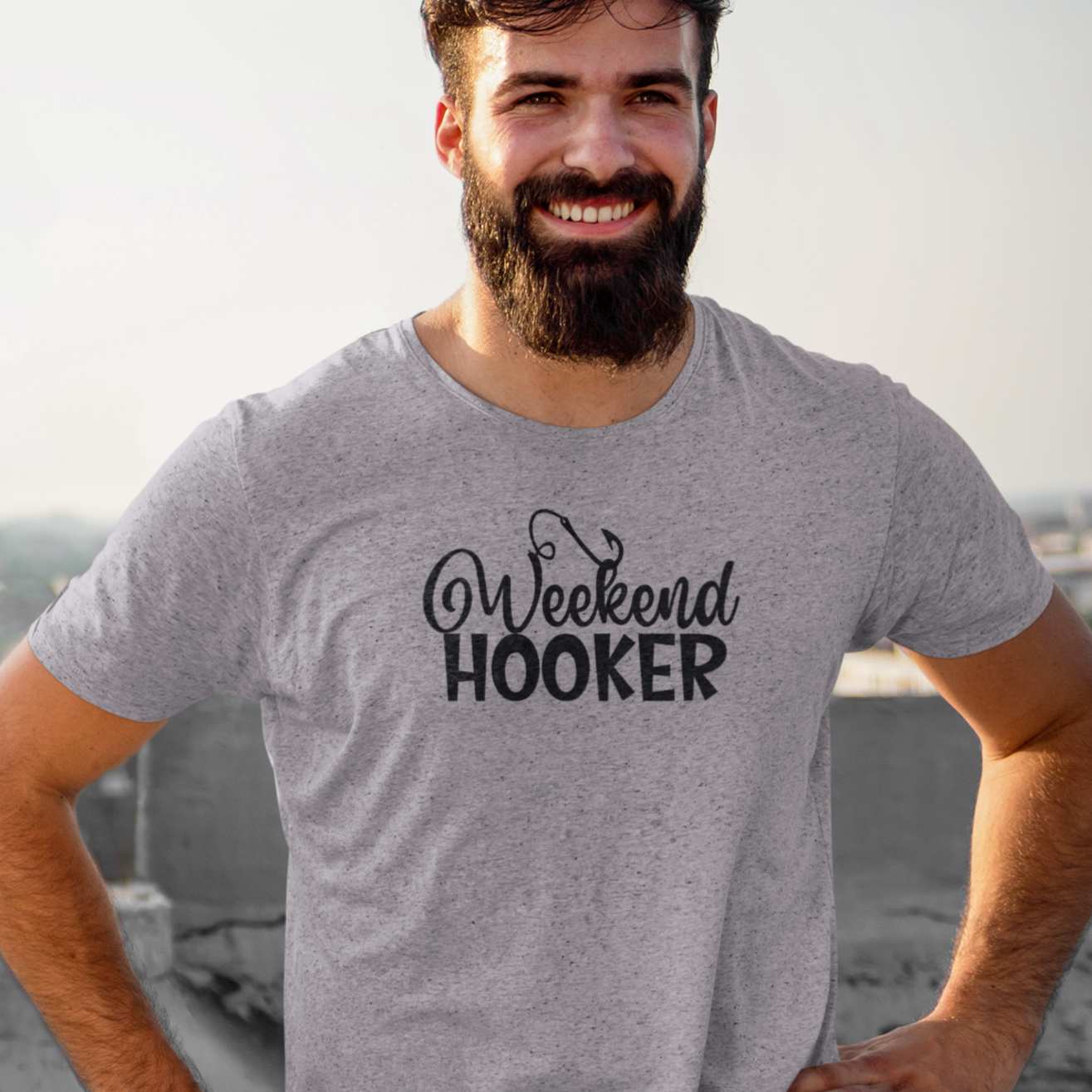 weekend-hooker-athletic-heather-grey-t-shirt--tee-mockup-of-a-bearded-man-exercising